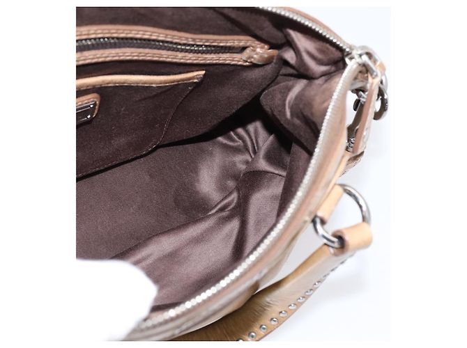 Bolso de mano Miu Miu de piel 2way Marrón Plata Auth 207616V Castaño - vista 23