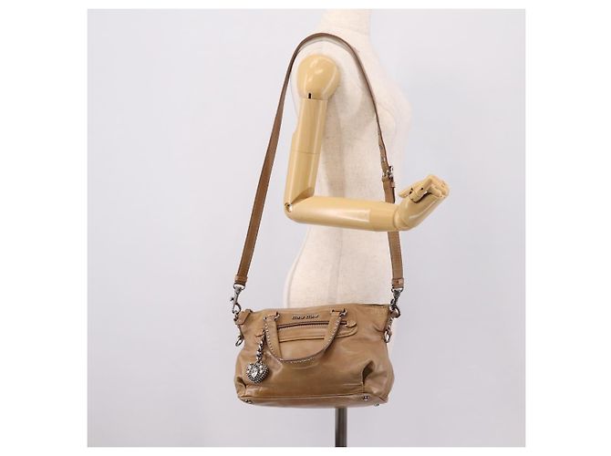 Bolso de mano Miu Miu de piel 2way Marrón Plata Auth 207616V Castaño - vista 27