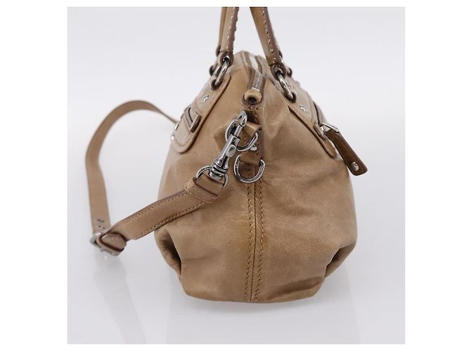 Bolso de mano Miu Miu de piel 2way Marrón Plata Auth 207616V Castaño - vista 4