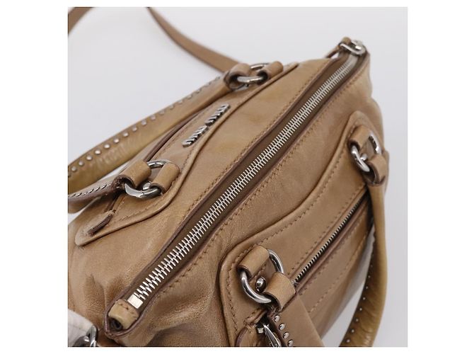 Bolso de mano Miu Miu de piel 2way Marrón Plata Auth 207616V Castaño - vista 6