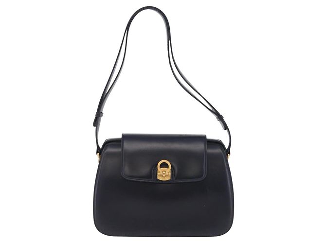 Borsa a tracolla GUCCI in pelle blu navy e oro autentica 206895 D'oro - vista 13