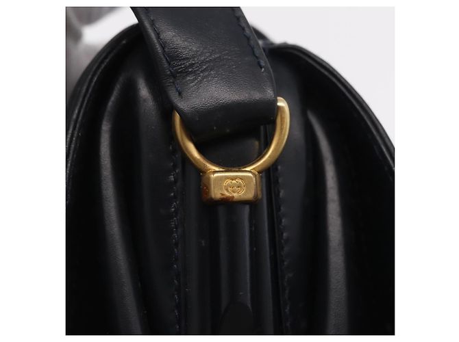 Borsa a tracolla GUCCI in pelle blu navy e oro autentica 206895 D'oro - vista 21