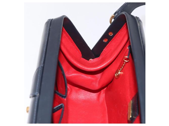 Borsa a tracolla GUCCI in pelle blu navy e oro autentica 206895 D'oro - vista 27
