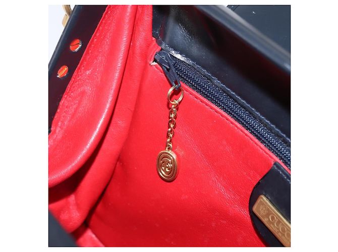 Borsa a tracolla GUCCI in pelle blu navy e oro autentica 206895 D'oro - vista 28