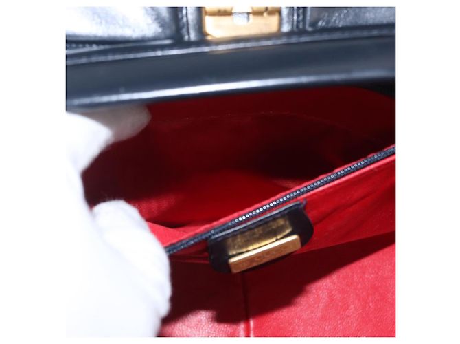 Borsa a tracolla GUCCI in pelle blu navy e oro autentica 206895 D'oro - vista 29