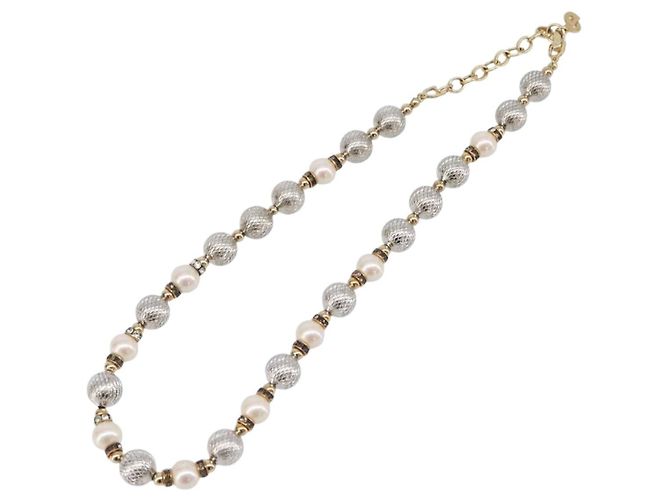 Christian Dior Perlenkette Metall Weißgold Auth 205488M - Ansicht 10