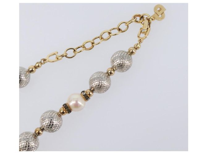 Christian Dior Perlenkette Metall Weißgold Auth 205488M - Ansicht 14