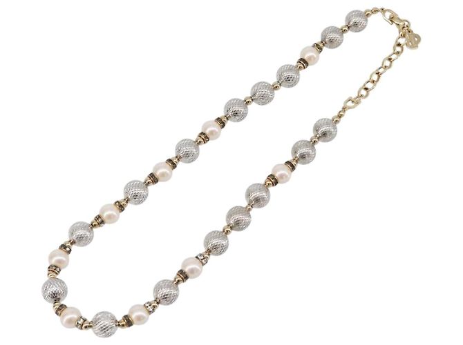 Christian Dior Perlenkette Metall Weißgold Auth 205488M - Ansicht 2