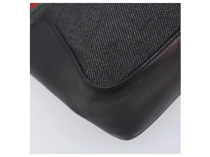 GUCCI Web Sherry Line Handtasche Canvas Black Silver 73984 Auth 205458V Schwarz Silber - Ansicht 14