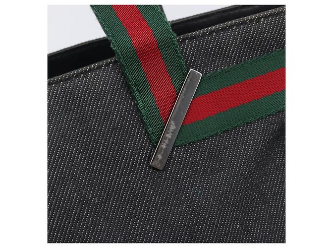 GUCCI Web Sherry Line Handtasche Canvas Black Silver 73984 Auth 205458V Schwarz Silber - Ansicht 17