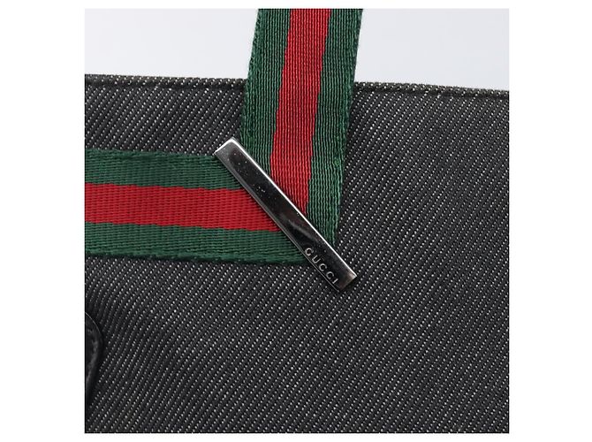 GUCCI Web Sherry Line Handtasche Canvas Black Silver 73984 Auth 205458V Schwarz Silber - Ansicht 18