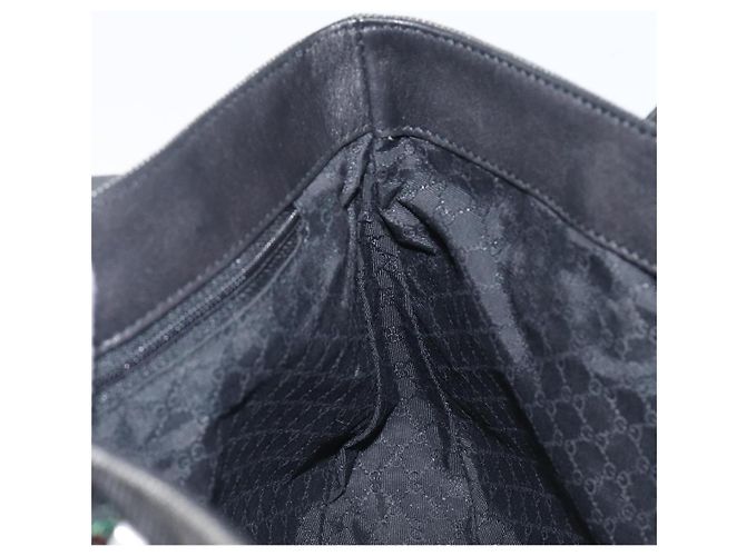 GUCCI Web Sherry Line Handtasche Canvas Black Silver 73984 Auth 205458V Schwarz Silber - Ansicht 20