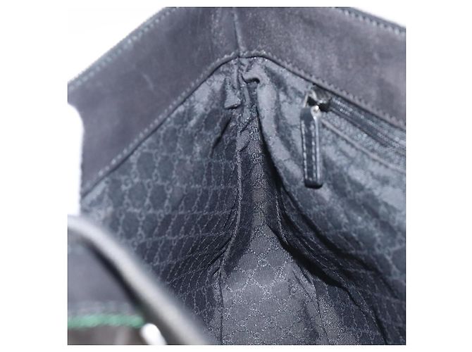GUCCI Web Sherry Line Handtasche Canvas Black Silver 73984 Auth 205458V Schwarz Silber - Ansicht 21