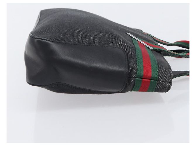 GUCCI Web Sherry Line Handtasche Canvas Black Silver 73984 Auth 205458V Schwarz Silber - Ansicht 3