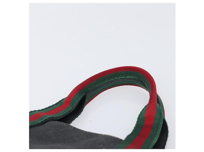 GUCCI Web Sherry Line Handtasche Canvas Black Silver 73984 Auth 205458V Schwarz Silber - Ansicht 8