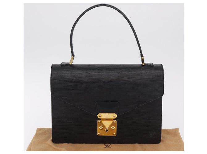 Borsa a mano LOUIS VUITTON Epi Concorde Nero M52132 LV Auth 205326 - vista 12