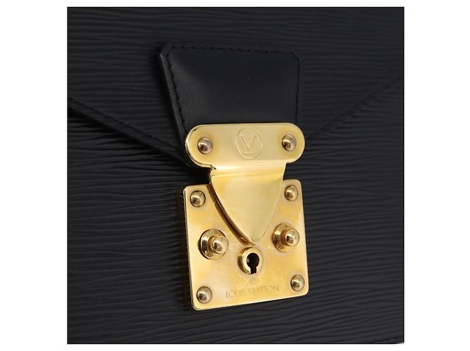 Borsa a mano LOUIS VUITTON Epi Concorde Nero M52132 LV Auth 205326 - vista 18