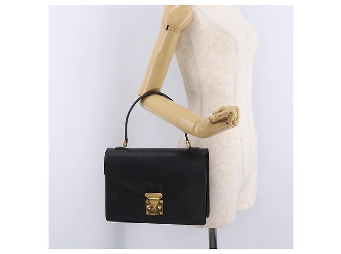 Borsa a mano LOUIS VUITTON Epi Concorde Nero M52132 LV Auth 205326 - vista 31