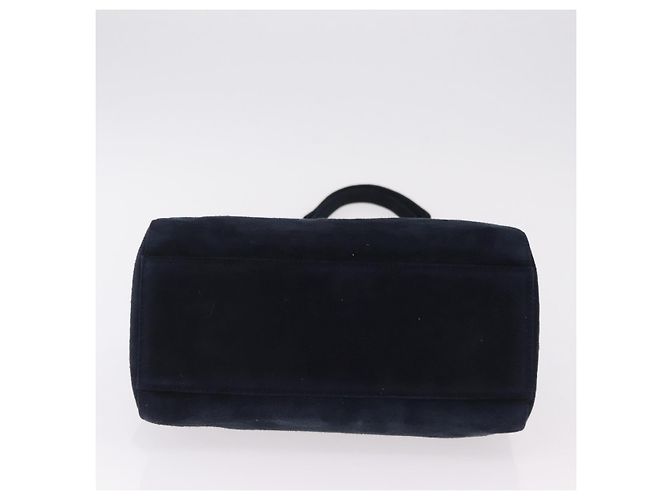 Borsa Tote a Tracolla con Catena PRADA Camoscio Navy Gold Auth 207632V D'oro Blu navy - vista 5