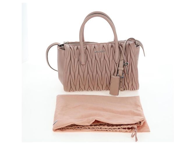 Borsa a mano Miu Miu Matelassé in pelle 2way Rosa Argento Auth 206390M - vista 12