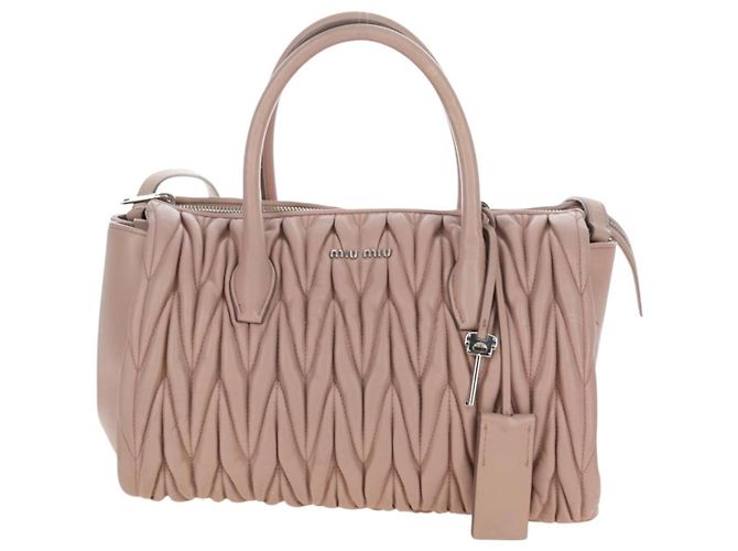 Borsa a mano Miu Miu Matelassé in pelle 2way Rosa Argento Auth 206390M - vista 13