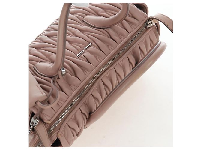 Borsa a mano Miu Miu Matelassé in pelle 2way Rosa Argento Auth 206390M - vista 14