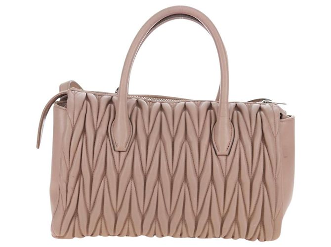 Borsa a mano Miu Miu Matelassé in pelle 2way Rosa Argento Auth 206390M - vista 2