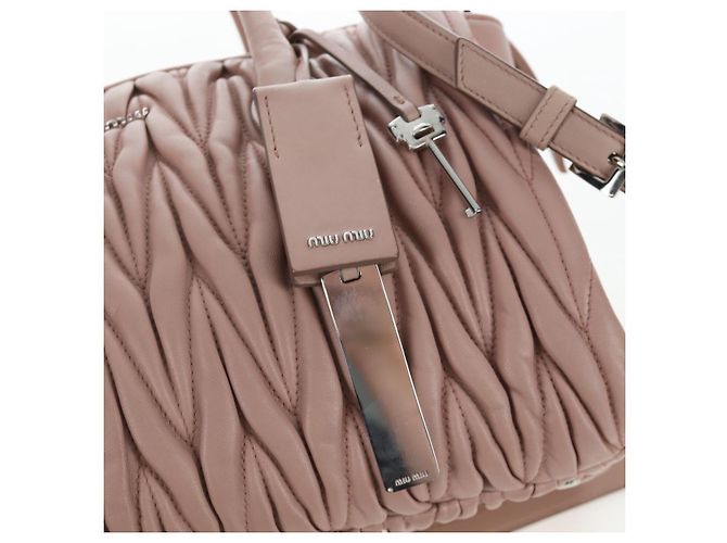 Borsa a mano Miu Miu Matelassé in pelle 2way Rosa Argento Auth 206390M - vista 23
