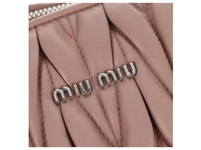 Borsa a mano Miu Miu Matelassé in pelle 2way Rosa Argento Auth 206390M - vista 24