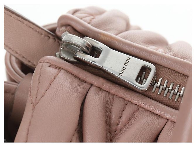 Borsa a mano Miu Miu Matelassé in pelle 2way Rosa Argento Auth 206390M - vista 25
