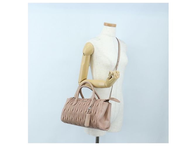 Borsa a mano Miu Miu Matelassé in pelle 2way Rosa Argento Auth 206390M - vista 34