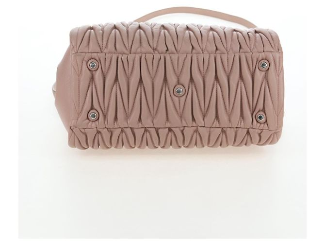 Borsa a mano Miu Miu Matelassé in pelle 2way Rosa Argento Auth 206390M - vista 6