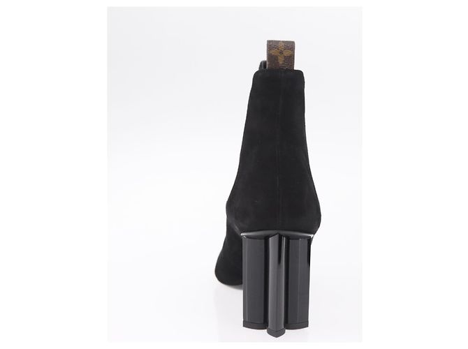 LOUIS VUITTON Bottines en daim 40 Noir LV Auth 204942M - vue 12