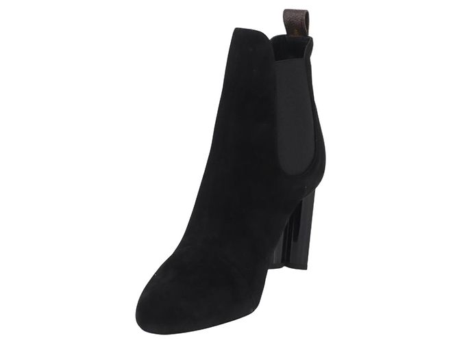 LOUIS VUITTON Bottines en daim 40 Noir LV Auth 204942M - vue 2
