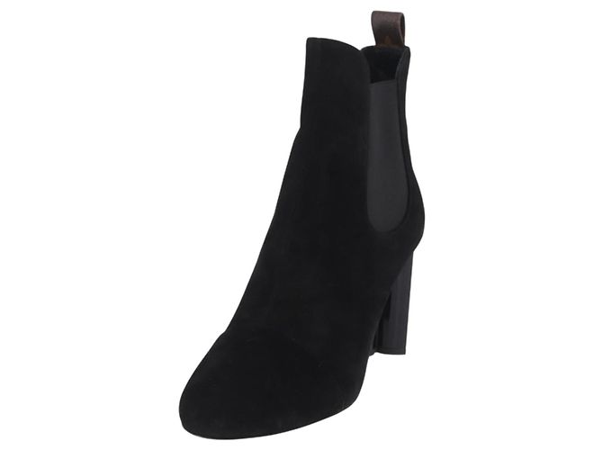 LOUIS VUITTON Bottines en daim 40 Noir LV Auth 204942M - vue 20