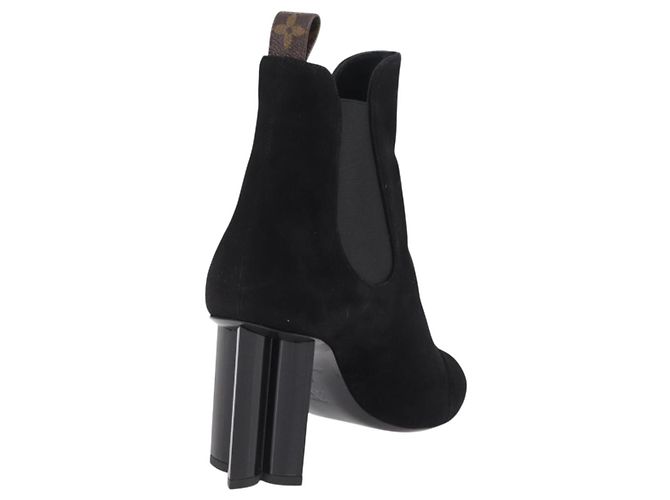 LOUIS VUITTON Bottines en daim 40 Noir LV Auth 204942M - vue 21