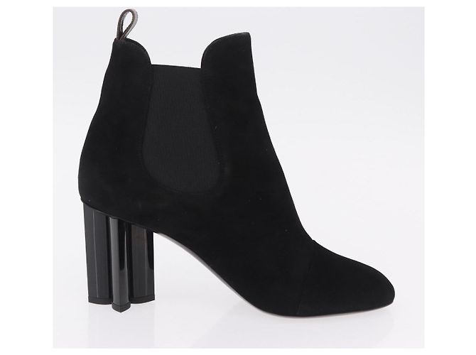 LOUIS VUITTON Bottines en daim 40 Noir LV Auth 204942M - vue 22