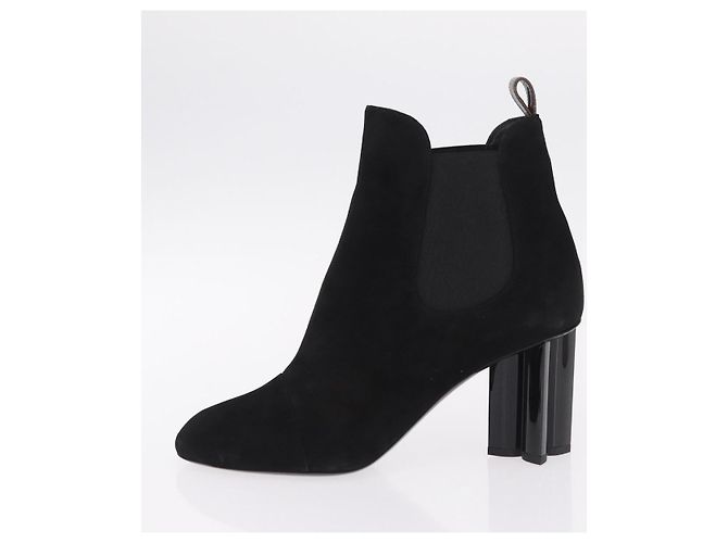 LOUIS VUITTON Bottines en daim 40 Noir LV Auth 204942M - vue 23