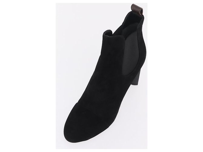 LOUIS VUITTON Bottines en daim 40 Noir LV Auth 204942M - vue 24