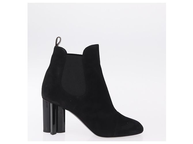 LOUIS VUITTON Bottines en daim 40 Noir LV Auth 204942M - vue 4
