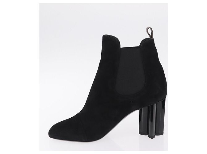 LOUIS VUITTON Bottines en daim 40 Noir LV Auth 204942M - vue 5
