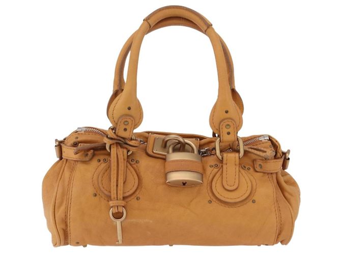 Chloé Bolsa de mão Chloe Paddington em couro marrom ouro prata Auth am12746V Dourado - vista 13