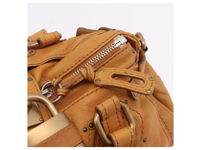 Chloé Bolsa de mão Chloe Paddington em couro marrom ouro prata Auth am12746V Dourado - vista 19