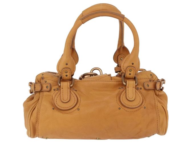 Chloé Bolsa de mão Chloe Paddington em couro marrom ouro prata Auth am12746V Dourado - vista 2