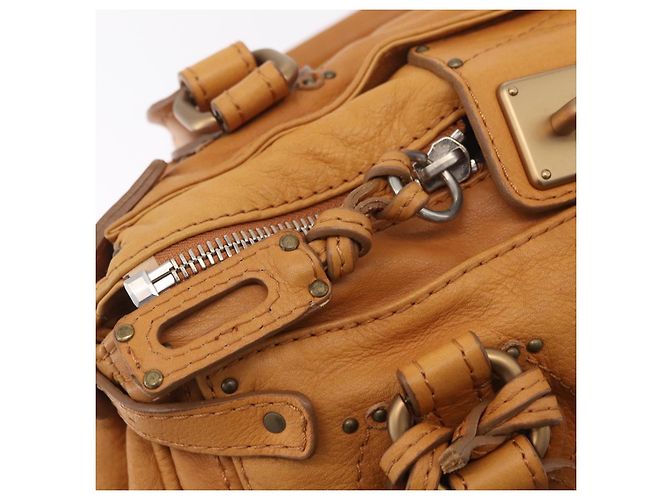 Chloé Bolsa de mão Chloe Paddington em couro marrom ouro prata Auth am12746V Dourado - vista 20