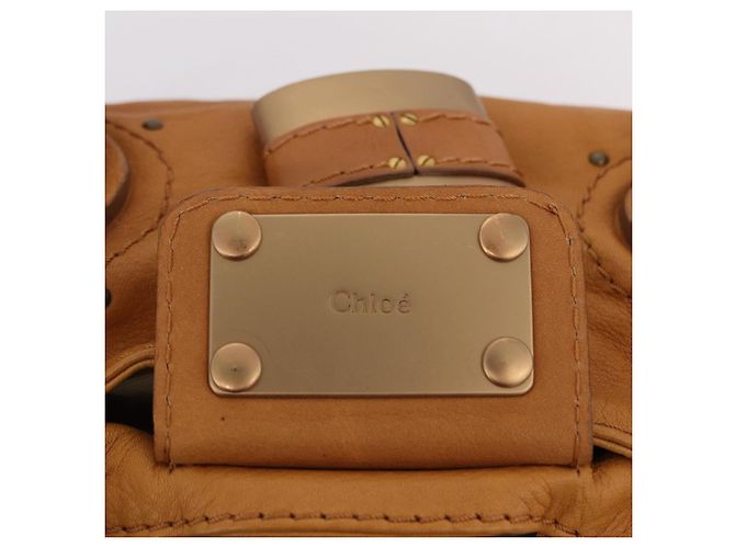 Chloé Bolsa de mão Chloe Paddington em couro marrom ouro prata Auth am12746V Dourado - vista 21