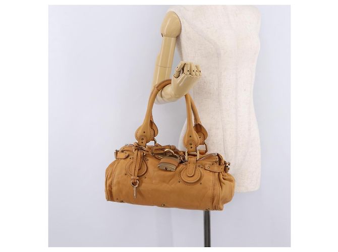 Chloé Bolsa de mão Chloe Paddington em couro marrom ouro prata Auth am12746V Dourado - vista 27