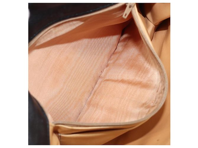 Céline Bolsa de Ombro com Corrente CELINE Couro Preto Ouro Auth 205176 Dourado - vista 12