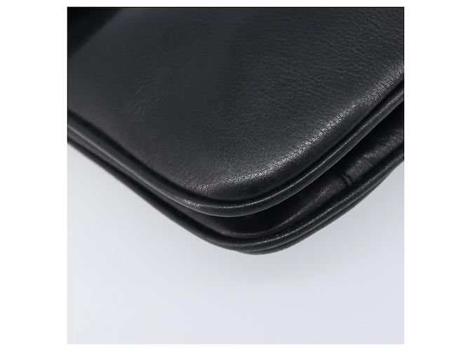 Céline Bolsa de Ombro com Corrente CELINE Couro Preto Ouro Auth 205176 Dourado - vista 15