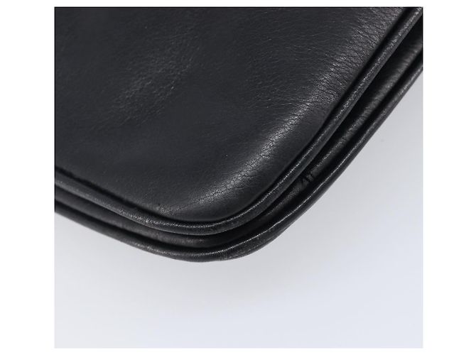 Céline Bolsa de Ombro com Corrente CELINE Couro Preto Ouro Auth 205176 Dourado - vista 17